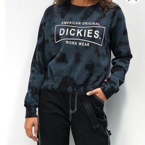 Dickies Blue & Black Tie Dye Cropped Crewneck Sweatshirt juniors size XS NWT